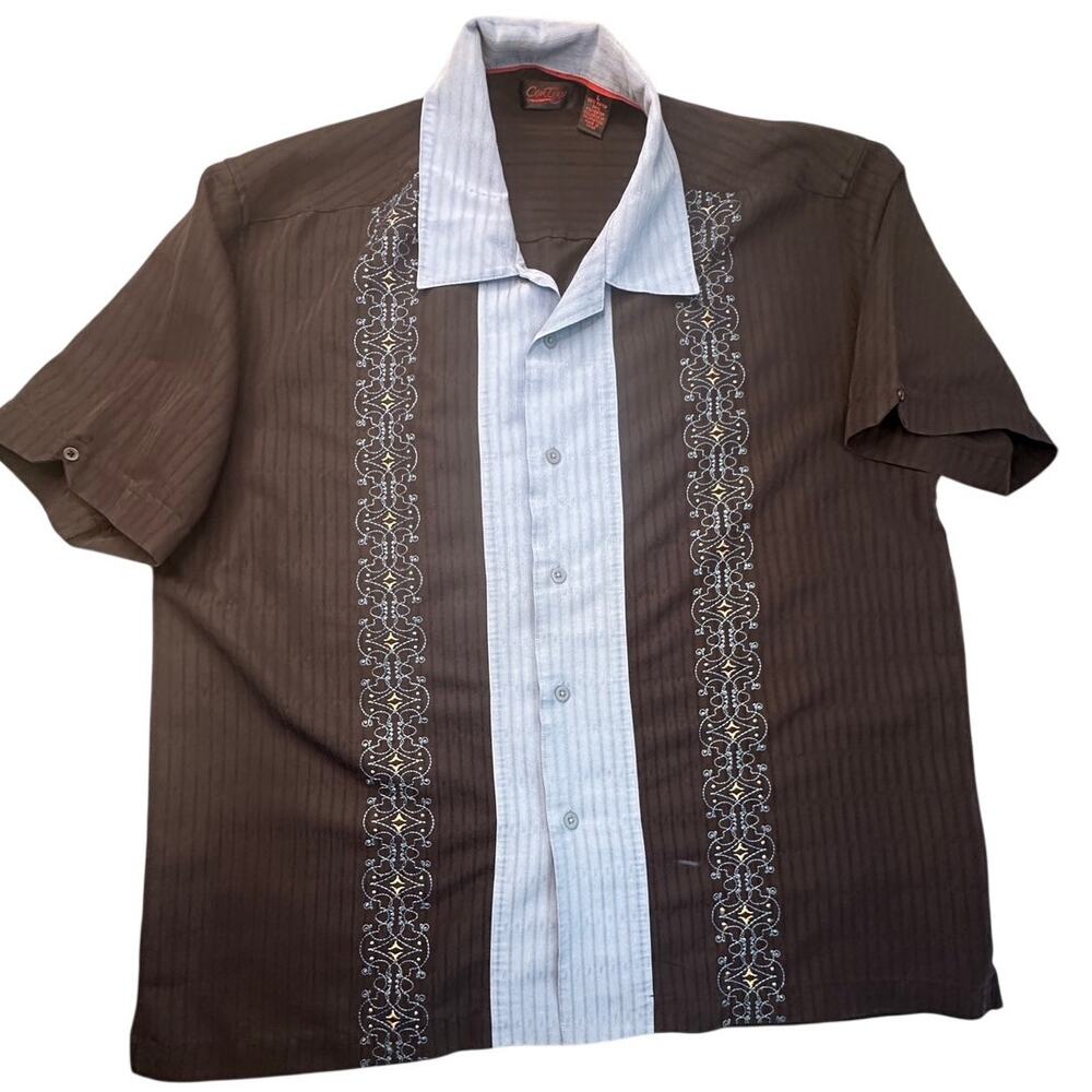 Contigo Bowling Shirt Embroidered Rayon Blend Rockabilly Y2K Retro Minimalist